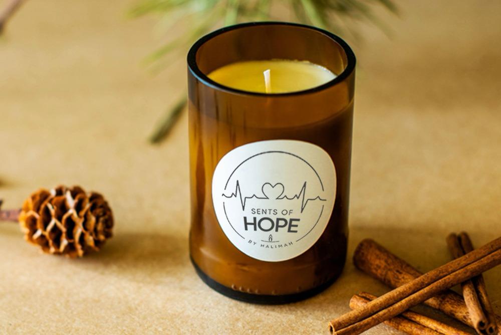 Sents of Hope candle label mockup