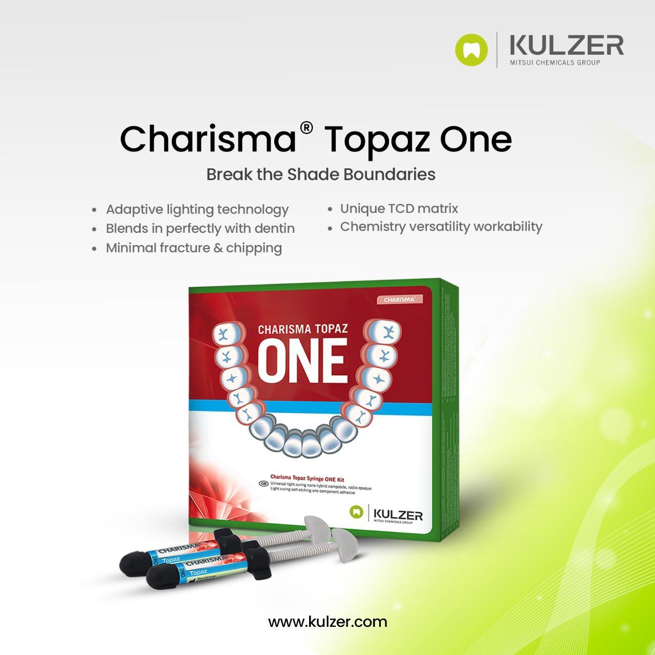 Kulzer Charisma Topaz One dental composite product ad