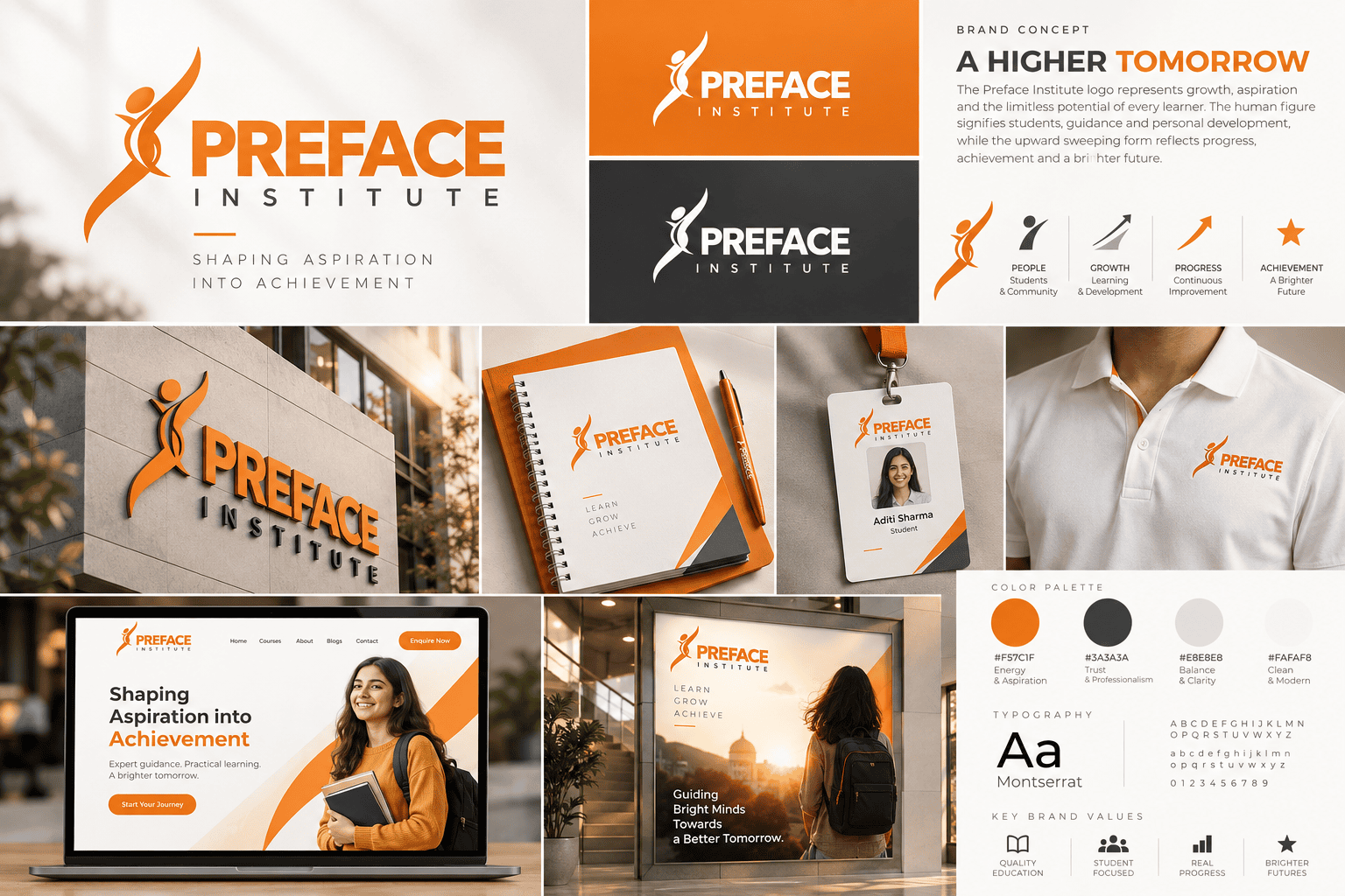 Preface Institute brand identity board